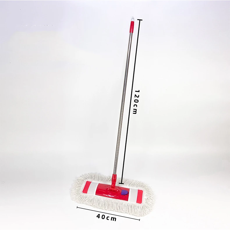 Dust Removal Mop For Kitchen Bathroom  White Red Cotton Dust Mop Durable Rotating Floor Mop