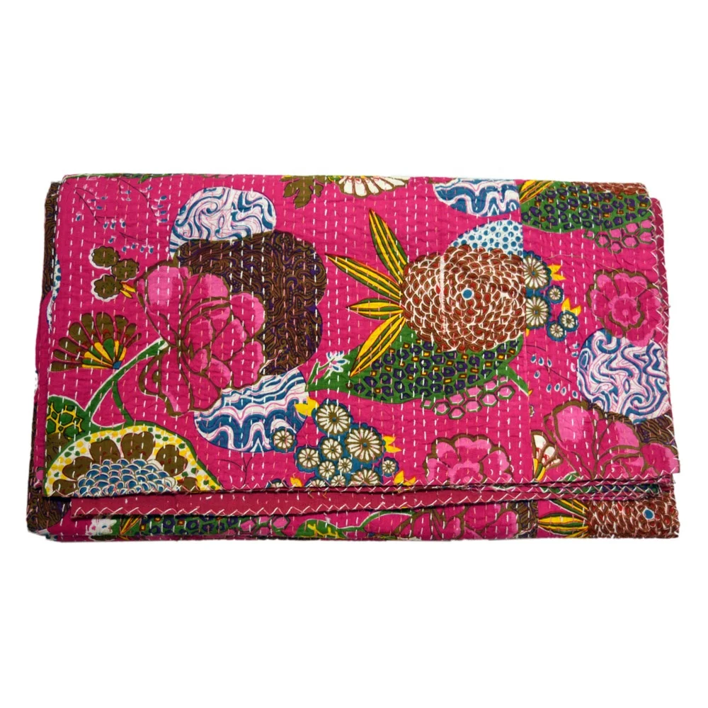 Хлопковое двустороннее покрывало kantha одеяло индийское постельное белье богемное ручной работы Королевский размер KQSP053