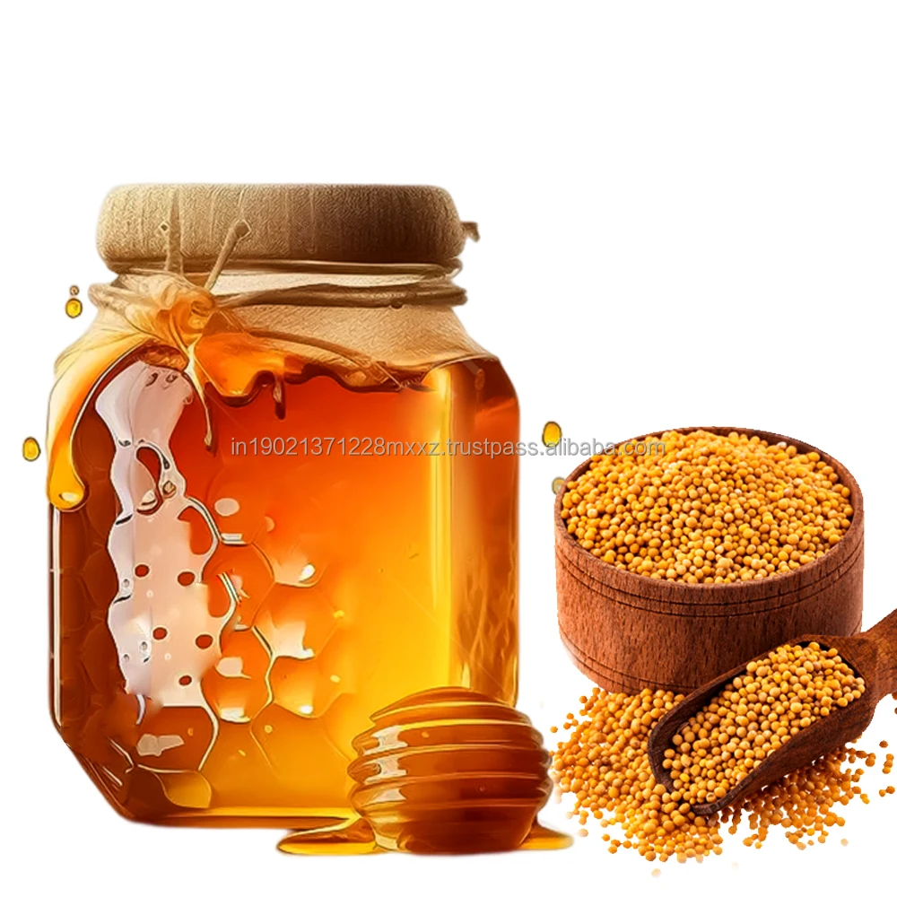 Premium Quality 100% Pure Golden Mustard Honey Antioxidant-Rich Sweet Raw Packed in Transparent Glass Jars Bulk