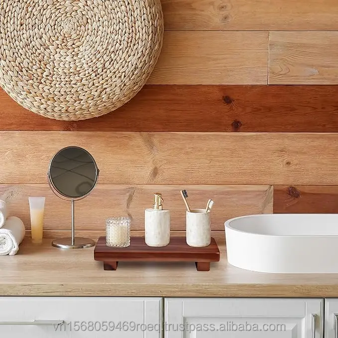 Acacia Wood Soap Stand Riser Small Wooden Pedestal Dispenser Bathroom Vanity Tray Kitchen Counter Toilet Supplies Display Home