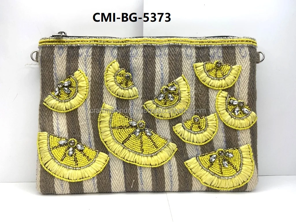 Jute Fabric and beads Clutch Bag, Beaded/Jute Fabric Wallet, Jute Fabric Purse/African Clutch decorated with beads