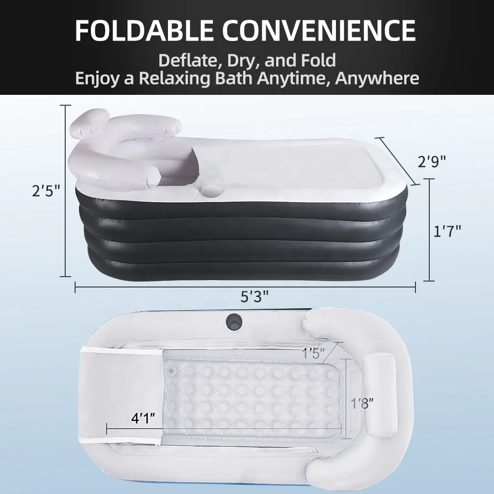 Custom Wholesale PVC Sponge Inflatable Folding Portable Bathtub For Adults With Electric Air Pump Inflatable Bathtub