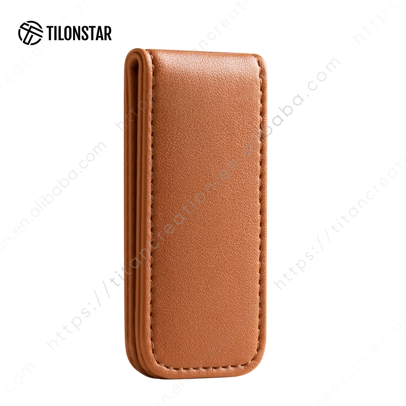 TILONSTAR TMC101 Custom Logo Leather Money Clips Business Men Leather Magnetic Cash Holder