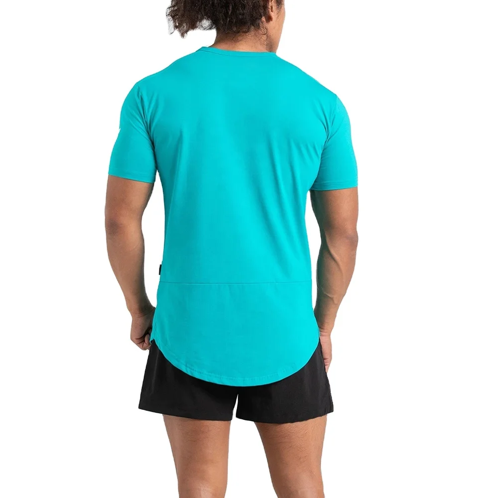 Низкая цена Высококачественная хлопковая ткань однотонная мужская футболка с коротким рукавом и круглым вырезом