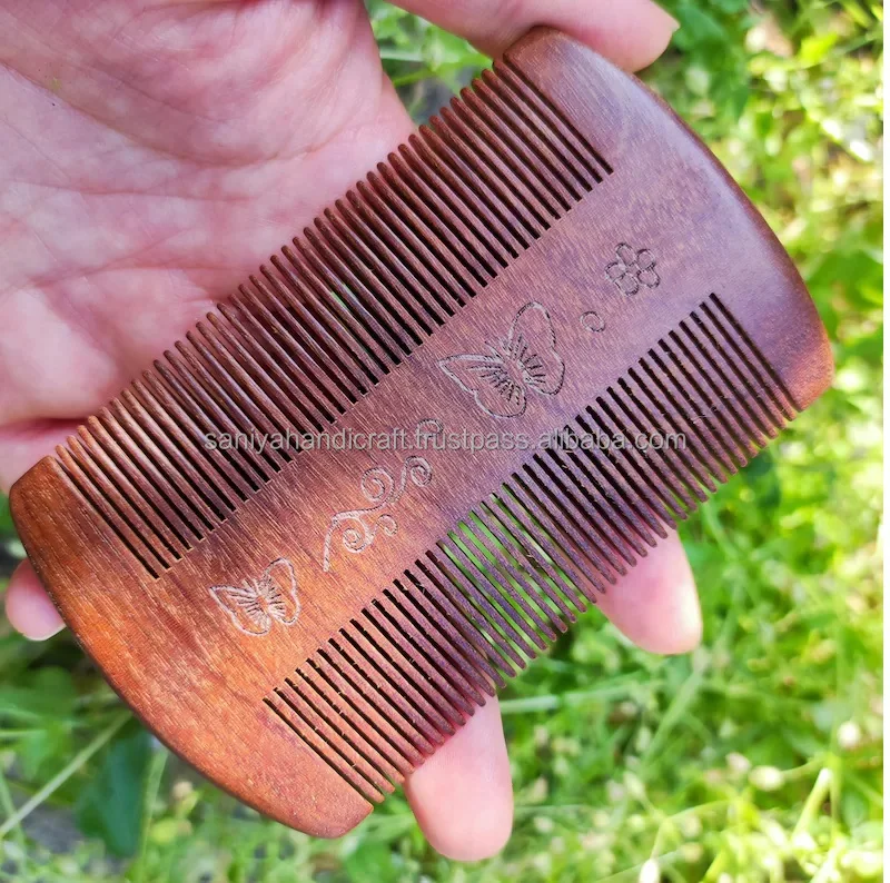 Factory Supply Luxury Acacia Wood Hair Comb Double Side Wholesale Home Salon Use Export Quality Natural Hair Straightener Comb