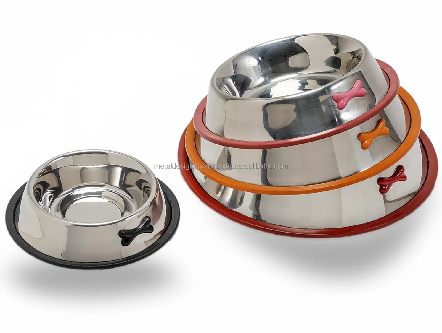 Stainless steel anti-skid JUMBO pet bowls cat and dogs deep bowls for water milk and food steel pet serving bowls