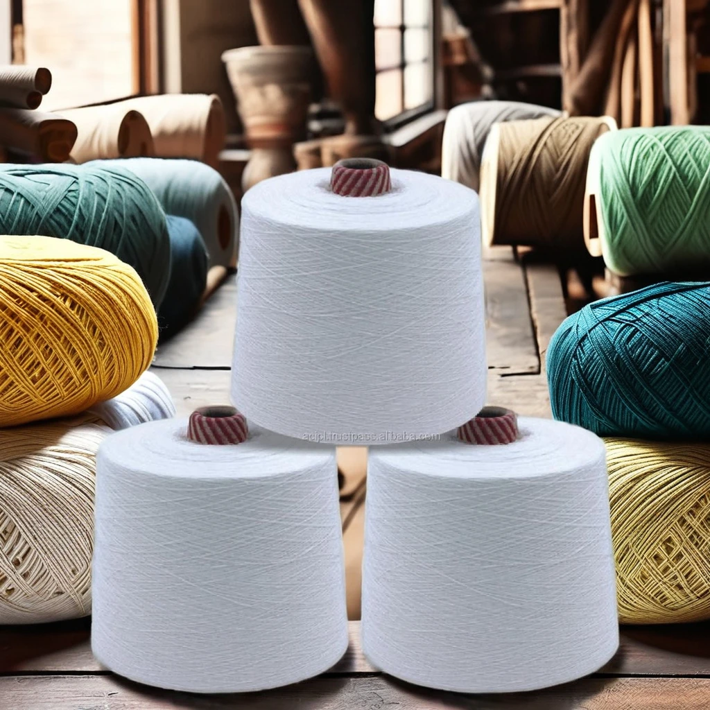 Wholesale 100% Polyester Yarn 30S/1 NE 15s/1 Ring Spun Sewing Raw Pattern Filament Style Recycled Features for Weaving Knitting