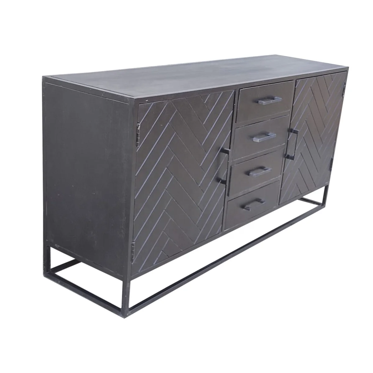 solid wood Industrial herringbone/fish bone sideboard dresser cabinet 2021 industrial buffet storage cabinet