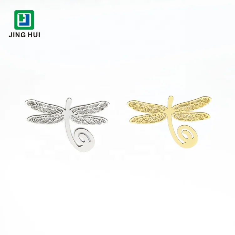 Creative Gifts Collection Insect Butterfly Etched Hollow Out Metal Brass Bookmark With Custom Backing Card