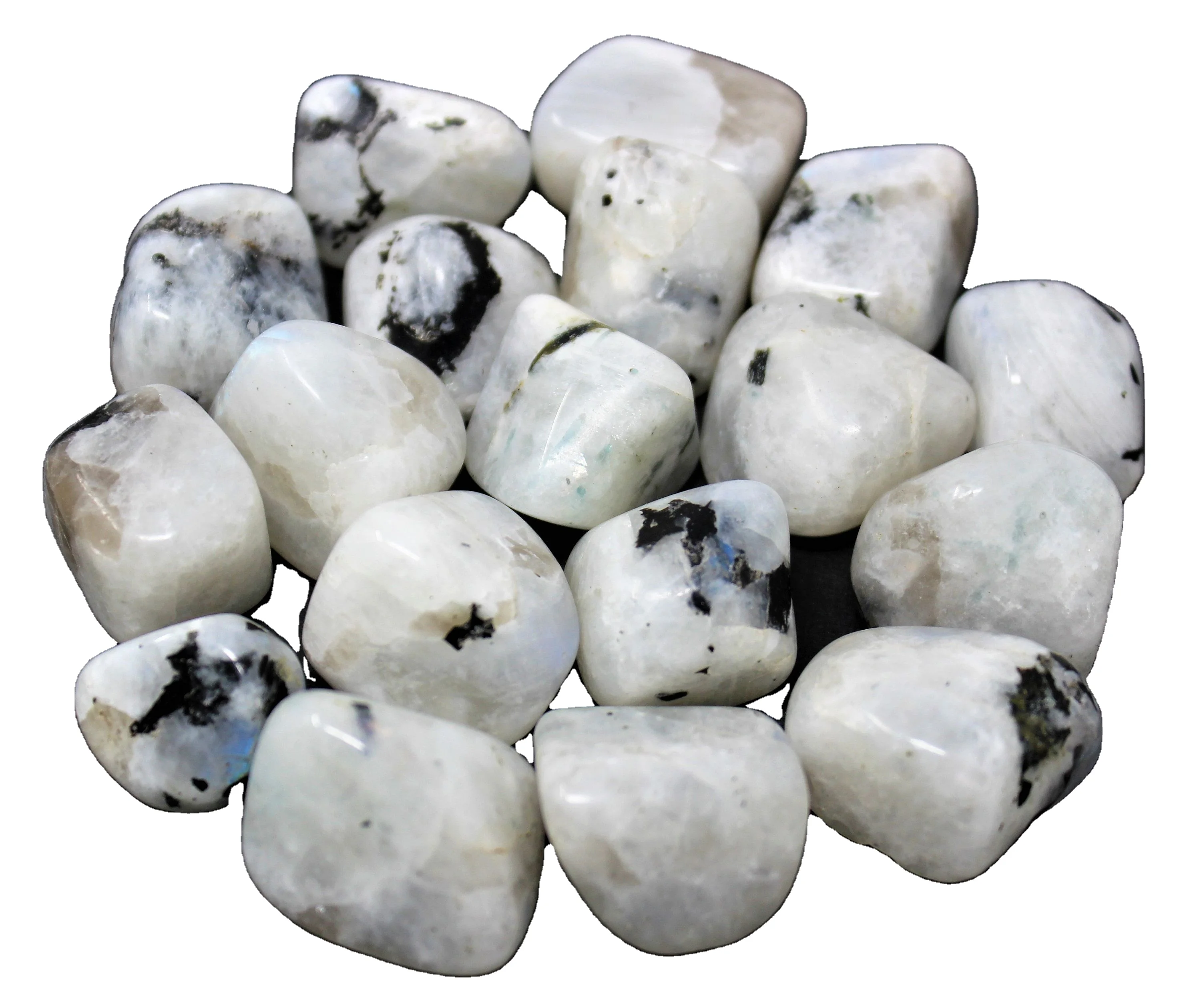 Natural Indian Stone Polished White Rainbow Moonstone Tumbled Stone For Wholesale Gemstone Rainbow Moonstone Tumbled