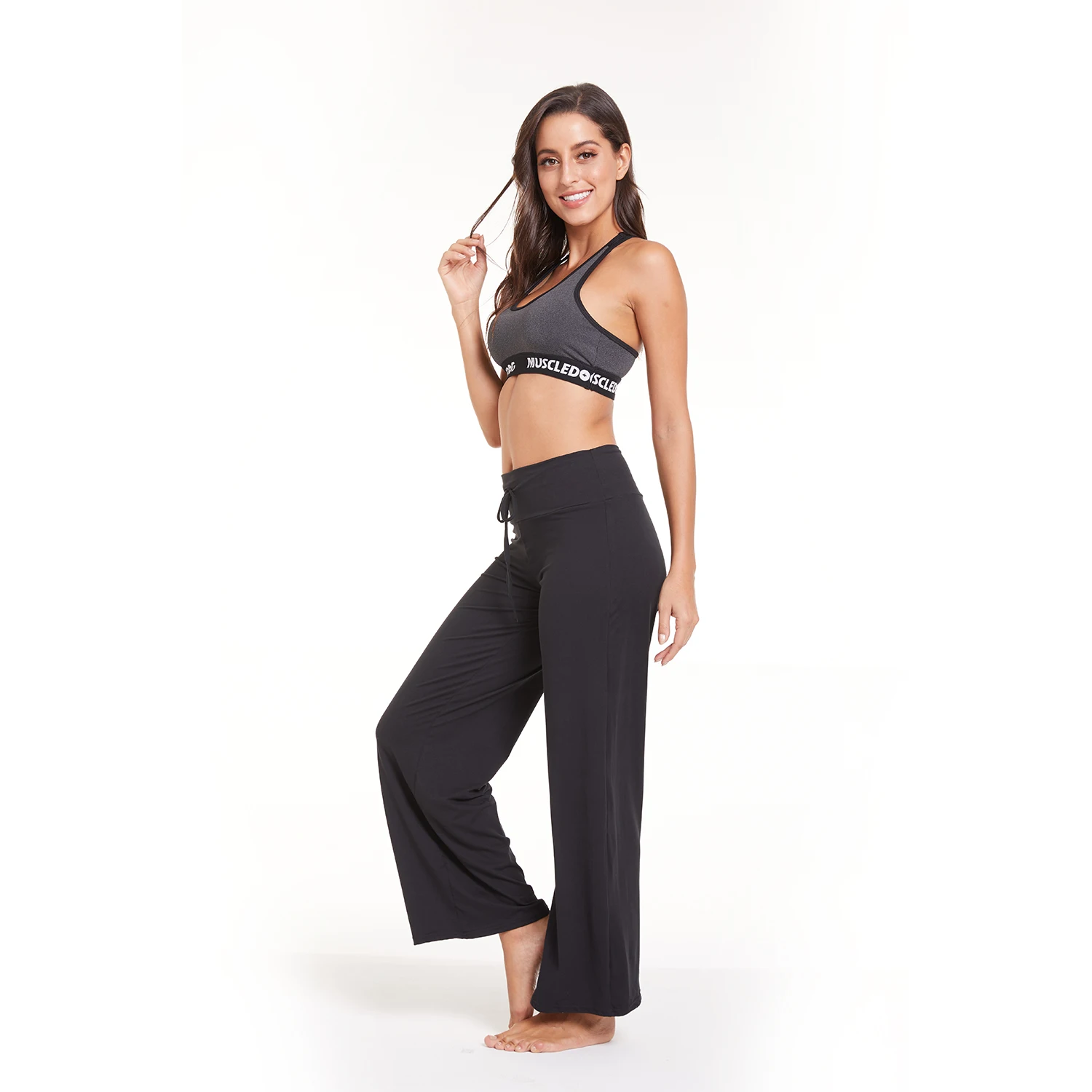 high performance High Waisted Wide Leg Pants Loose Solid Color Casual Spring Autumn Sweatpants Sport Yoga Pants For Women