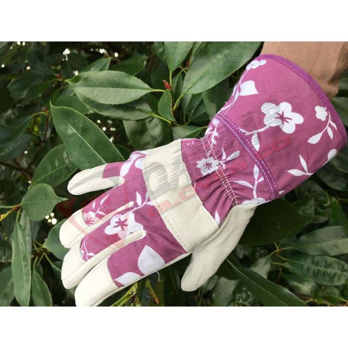 Ladies Leather Floral-Gardening Touchscreen Flower Printings Riggers Safety Gardening Gloves