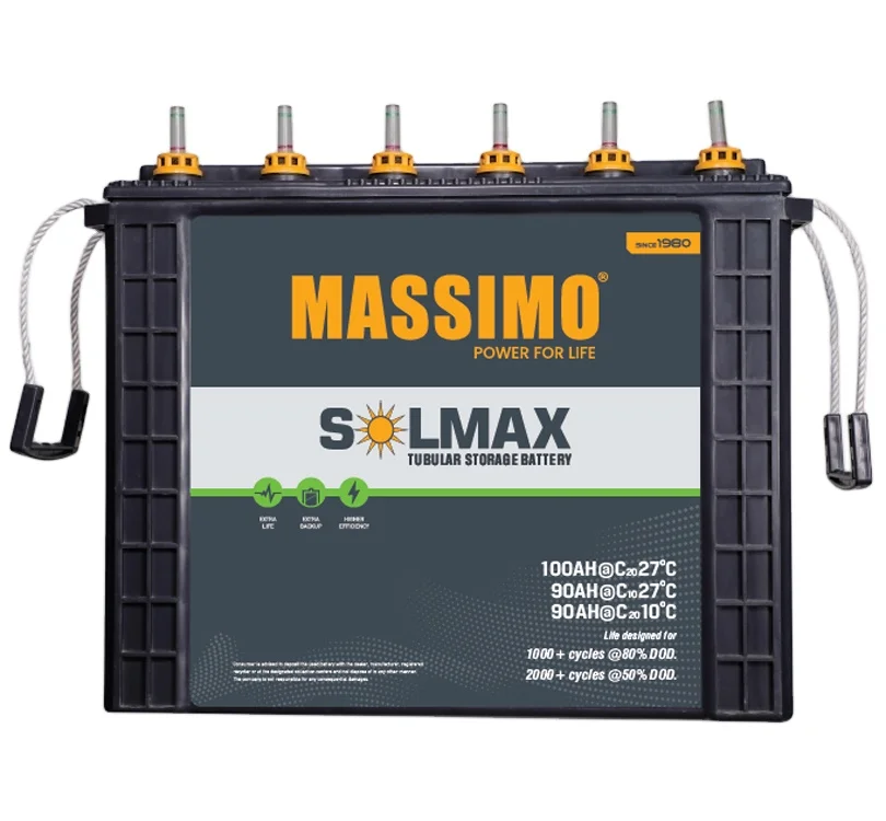 Highest Selling ISO Certified Dealer Selling Premium Quality 90AH 12 V Tubular Storage Battery MASSIMO Lead Acid Battery