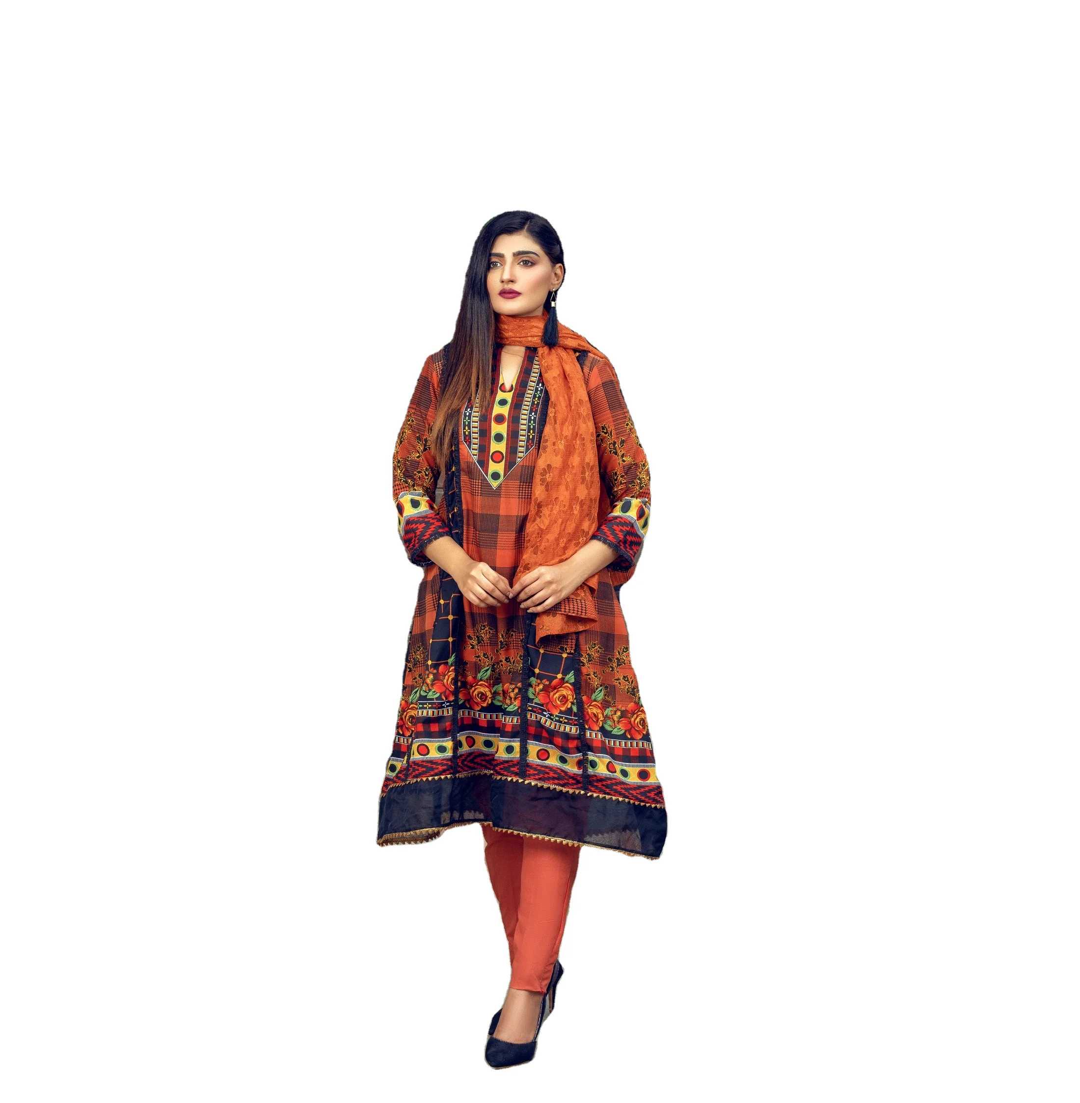 Unstitched Embroidered suit for women stylish Pakistani Suits for women High Quality Ladies Lawn 3 piece Shirt Dupatta Trouser