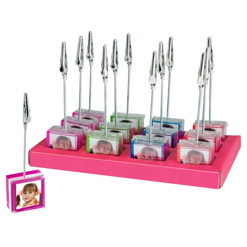 Прозрачный акриловый кубическая проволока Memo фото держатель зажим для заметок карты стойка рамок