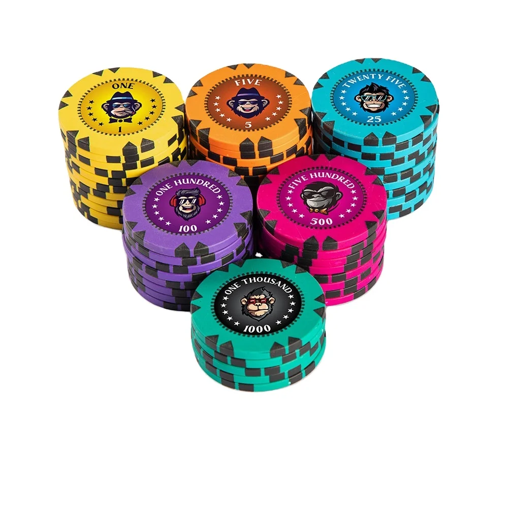 NFT Monkey Poker Clay Chipset poker chip with customised colour and logo in lay 14 gm casino chip