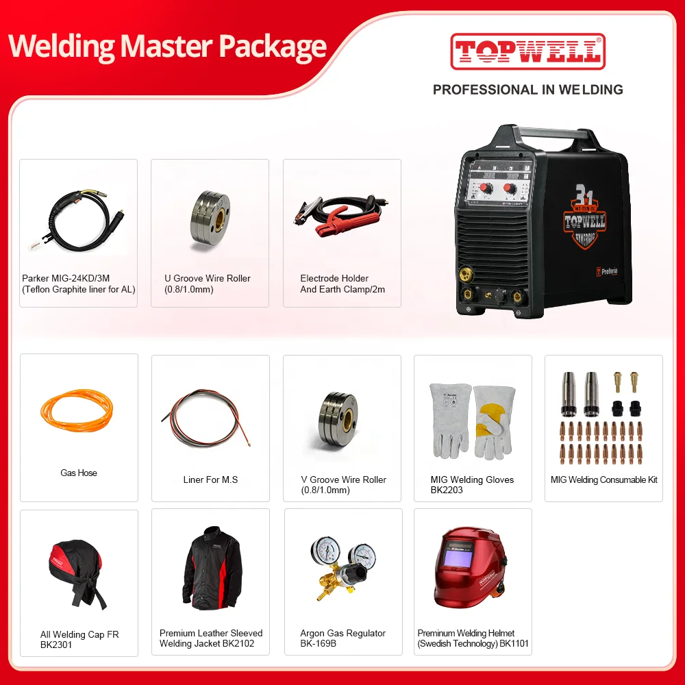 TOPWELL 3in1 Portable Tig welding machine ProMIG-200SYN Pulse