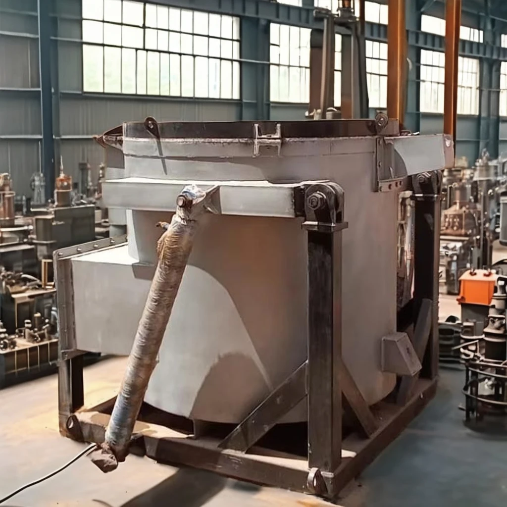 High Quality 500 Kgs Aluminum Melting Crucible Furnace Automatic Burner System Tilting Converter Furnace Featuring Bearing