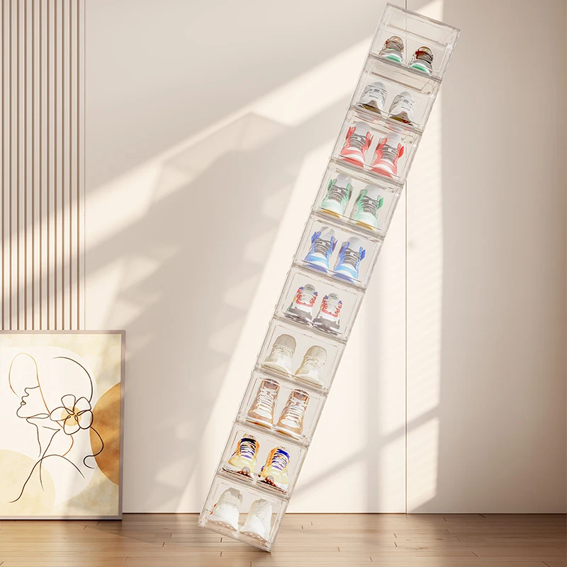 Пластиковый шкаф складной многофункциональный ящик для хранения Прозрачная Магнитная коробка обуви дома