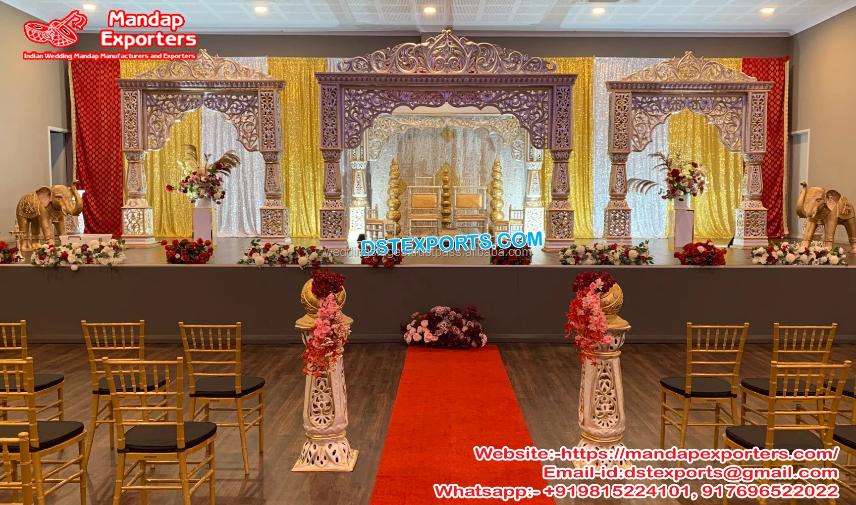 Maharani Wedding Elephant Teeth Pillar Mandap USA Srilankan Wedding Elephant Tusk Pillars Mandap Wedding Elephant Pillars Mandap