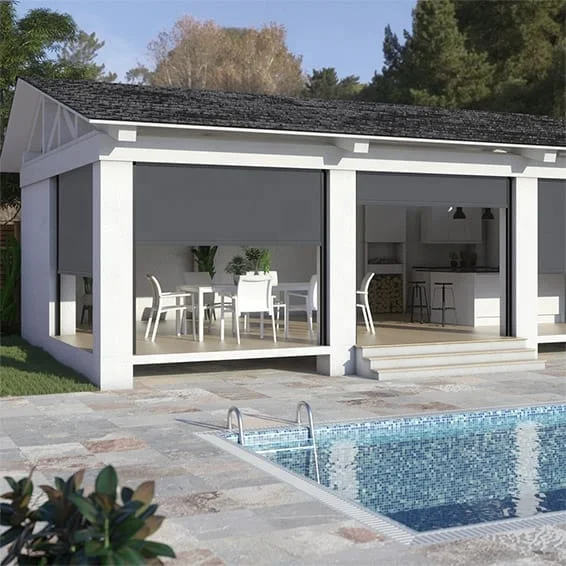 Французские наружные рулонные шторы с электроприводом