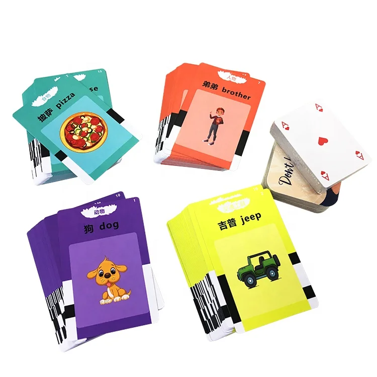 OEM printing factory custom cheap price kids education flash cards 6*9cm cognitive cards with paper box