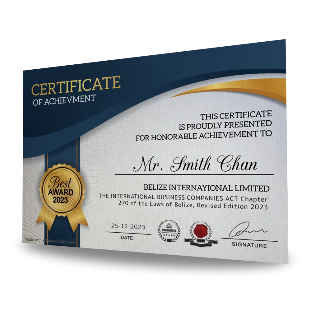 Customizable Design Green Glossy Paper 4-Color Printing Regular Sizewith Attractive Price Quick Response Certificate for Award