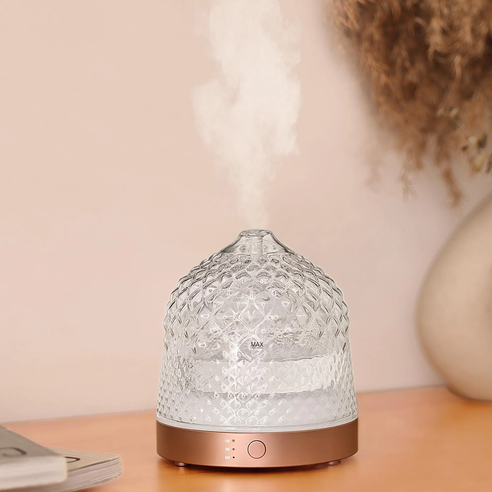 2024 New Arrivals Glass Humidifier Desktop Aromatherapy Air Hmidifier 7 Colorful Led Light Aroma Essential Oil Humidifier