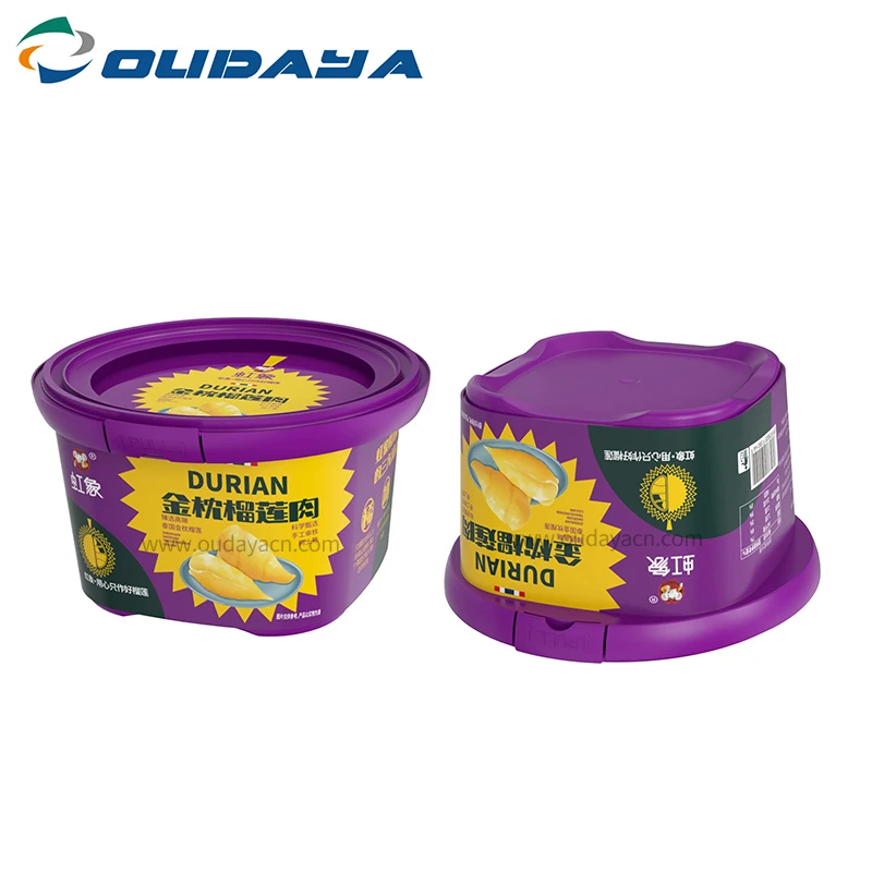 750ml new product customized IML printing pp container plastic box for packing durian ice cream yogurt