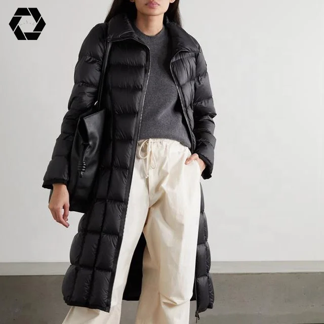 Черное Стеганое пальто-пуховик высокого качества ветрозащитные теплые классические женские пальто для дам (принимается оплата по PayPal)