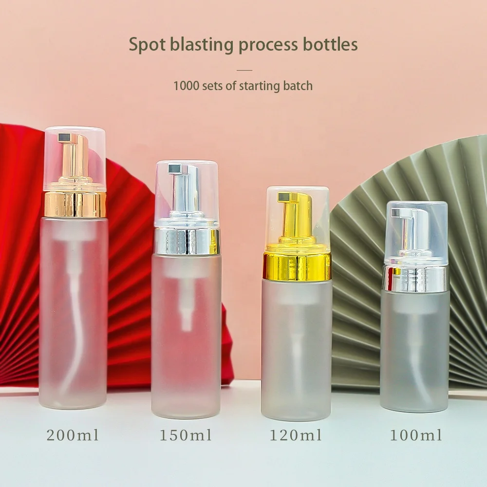Empty 250ml 150ml 200ml Plastic Foam Pump Bottle PET facial cleanser foaming bottle with golden/silver foam pump