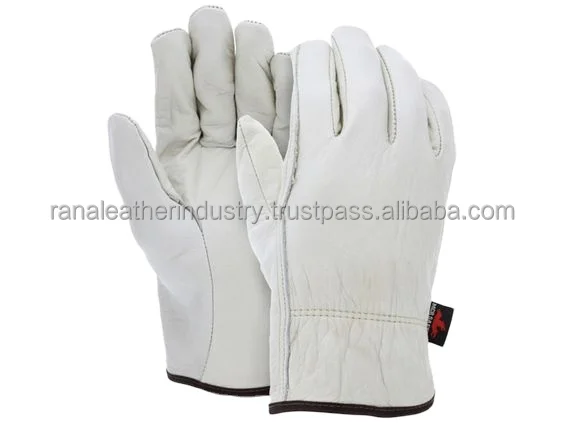Wholesale Cow Split Mens White Yellow Driving Truck Worker Gloves 10 Inch Cowhide Leather Driver Gloves Safety