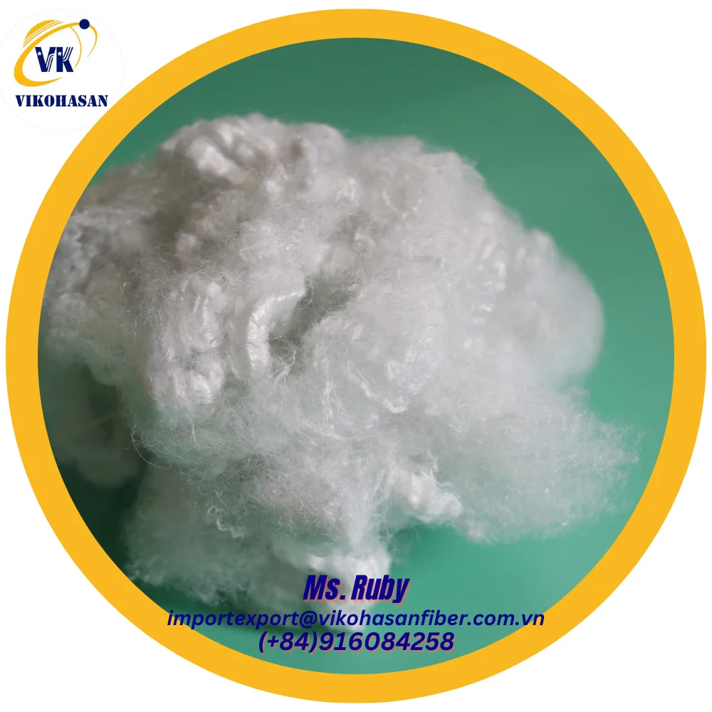 Recycled 100% from PET flakes Fibres 15D H Slick White Recycled Hollow Staple Fibers 100% Polyester for flame retardant material