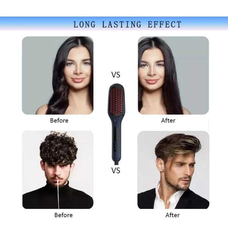 Amazon Ionic Hair Straightener Beard Curling Iron Comb Cepillo Para Electric Massage Curler  Hair Straightening Brush