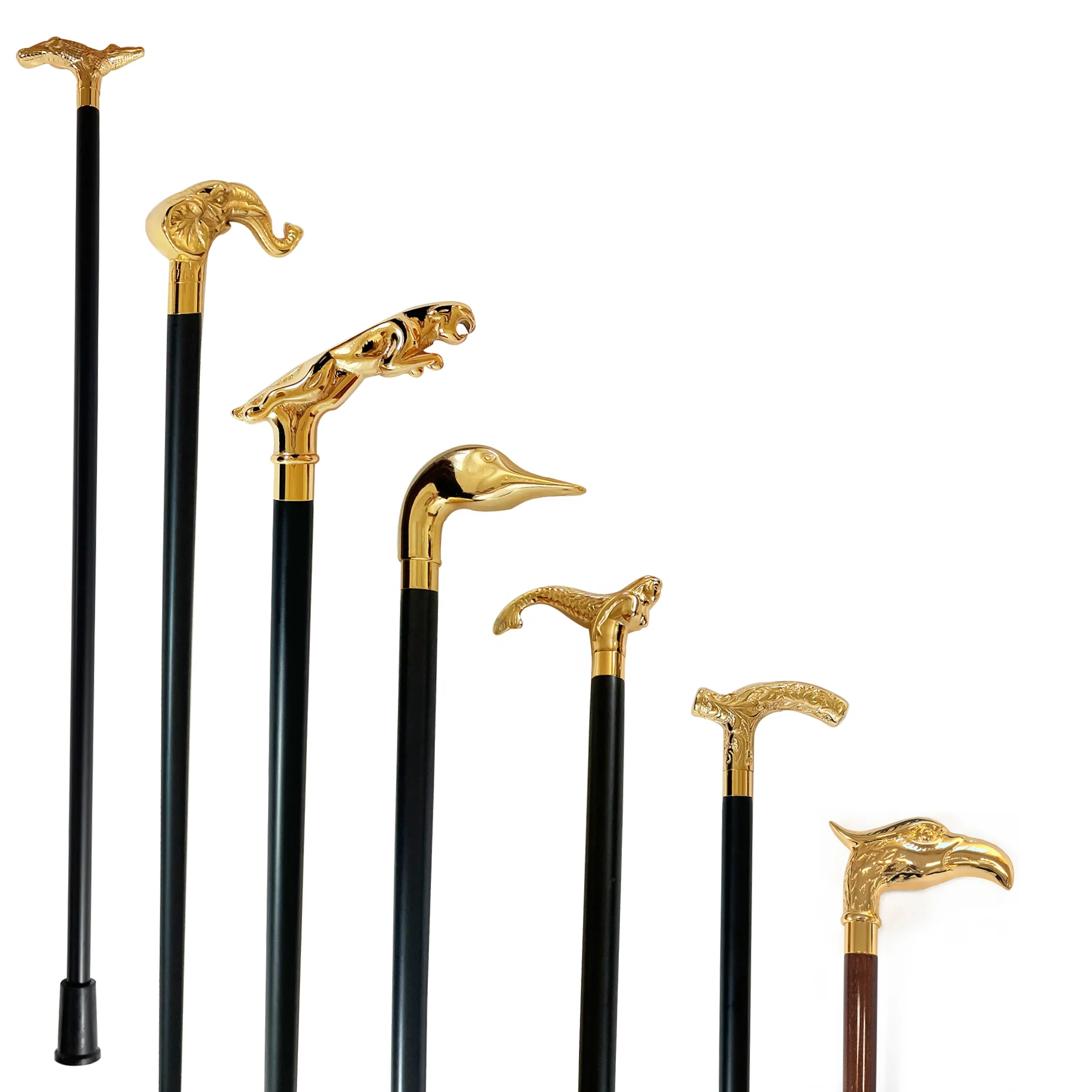 Sanitarium lame man T-shaped brass walking stick