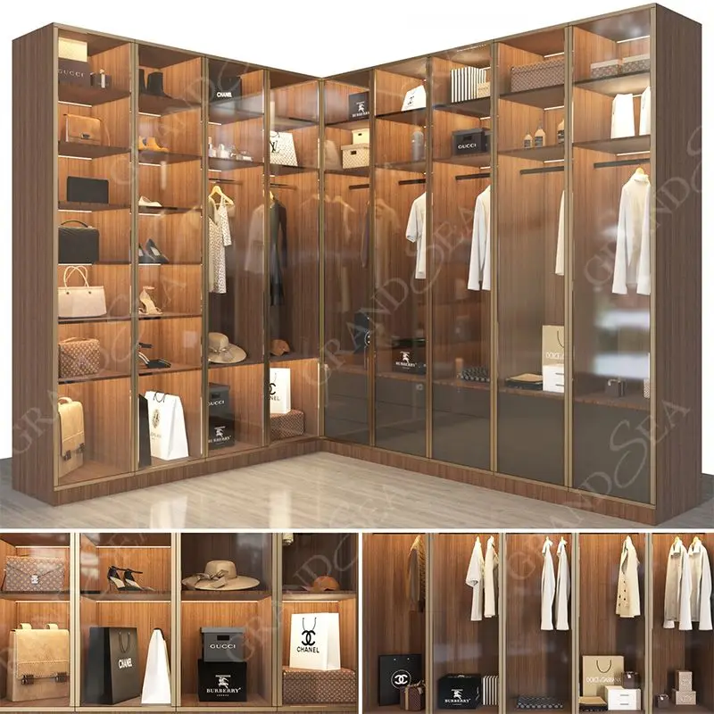 Supplier price custom size wooden closet clothes organizer wardrobe for bedroom living room commercial use