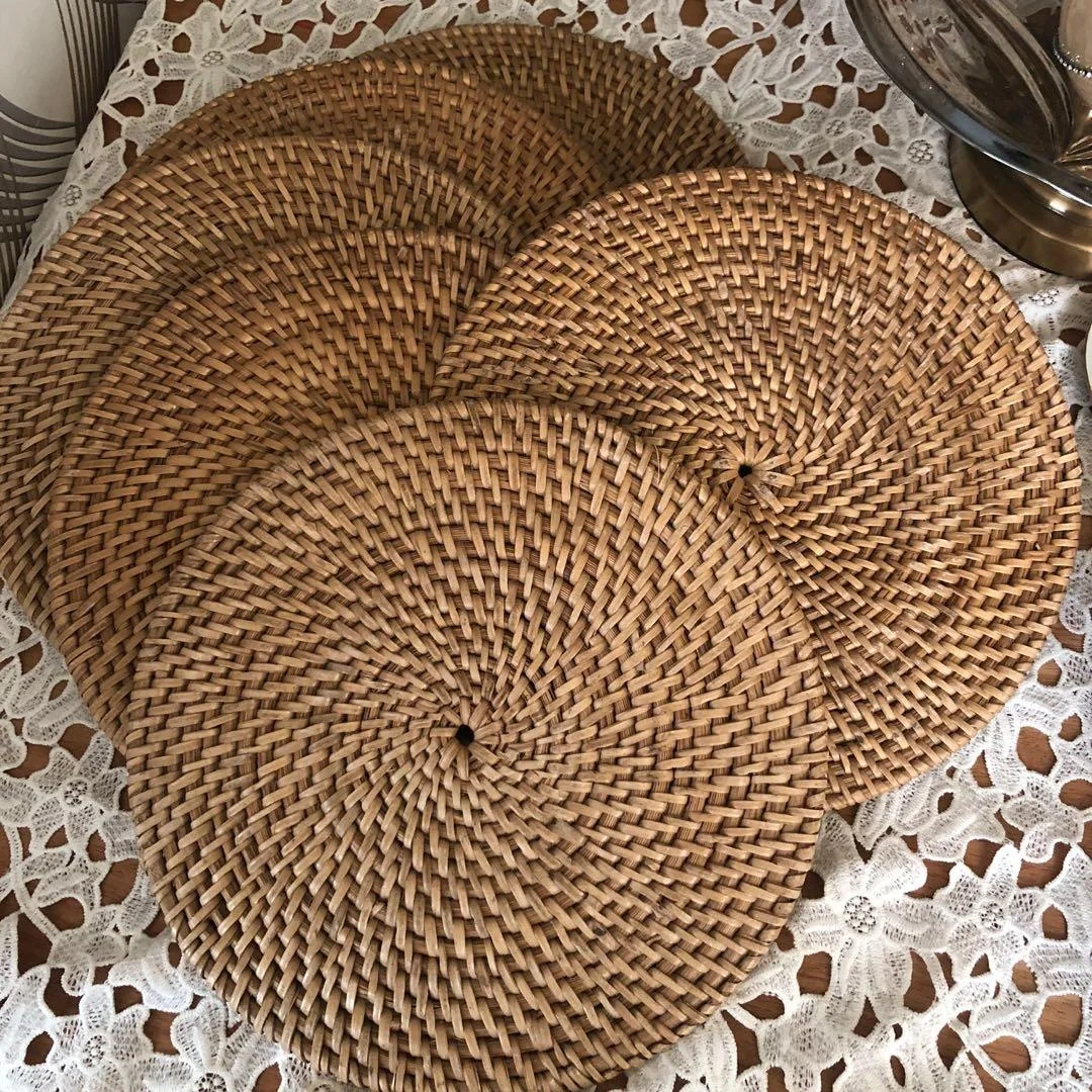 Vietnam factory high quality handmade Rattan Place Mats Non-slip Coaster Rattan colors,Black kitchen accessories handicraft