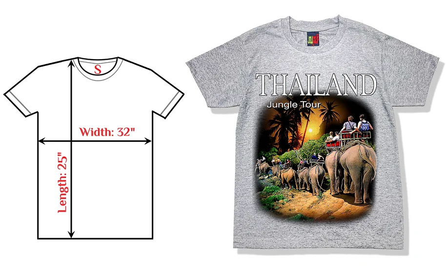 S Size Elephant Jungle Graphic T-Shirt Premium Quality 100% Cotton Custom OEM Design Silk Screen Printing Casual O-Neck Style