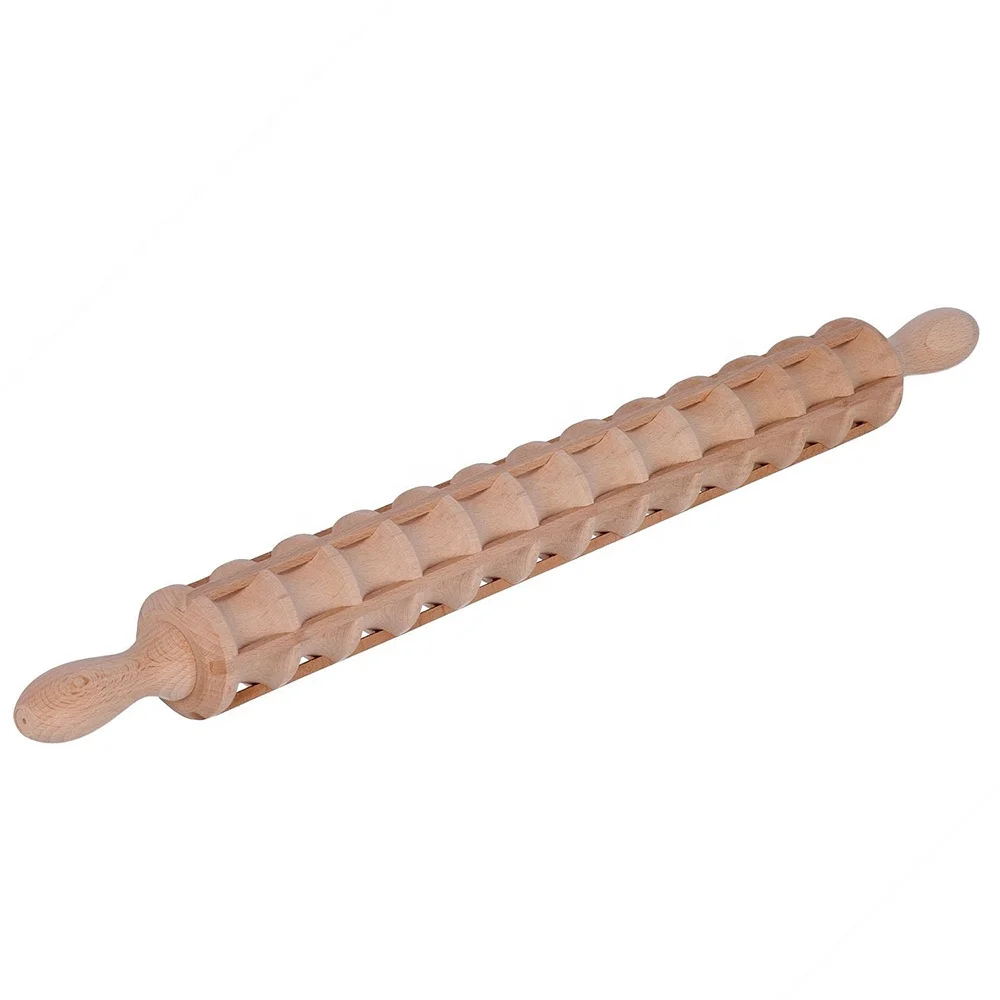 Ravioli cutter wooden rolling pin. Length cm 55