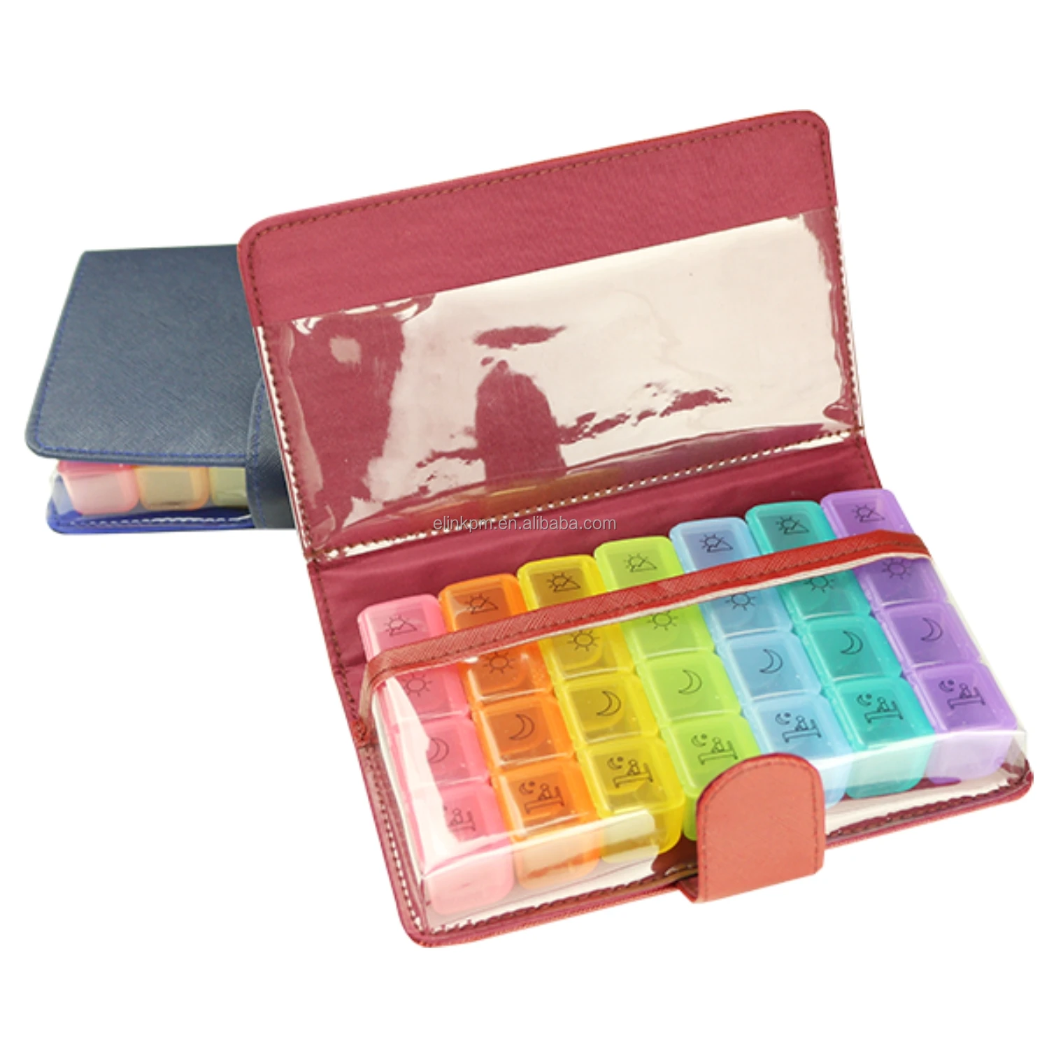 Fashion Pill Vitamin Organizer Container Pilulier With Leather Wallet Purse