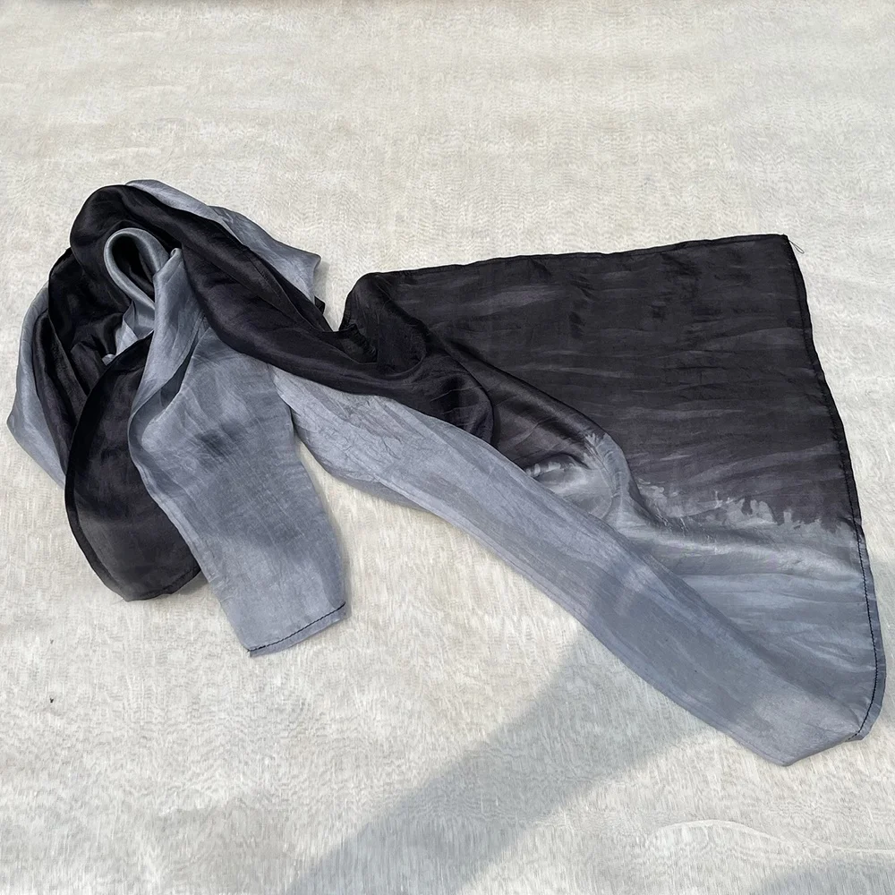 BM216-2 High Quality 100% Silk Scarf 40x180cm Handmade Printed Two-Color Dyeing Fashionable DIY Souvenir Scarf