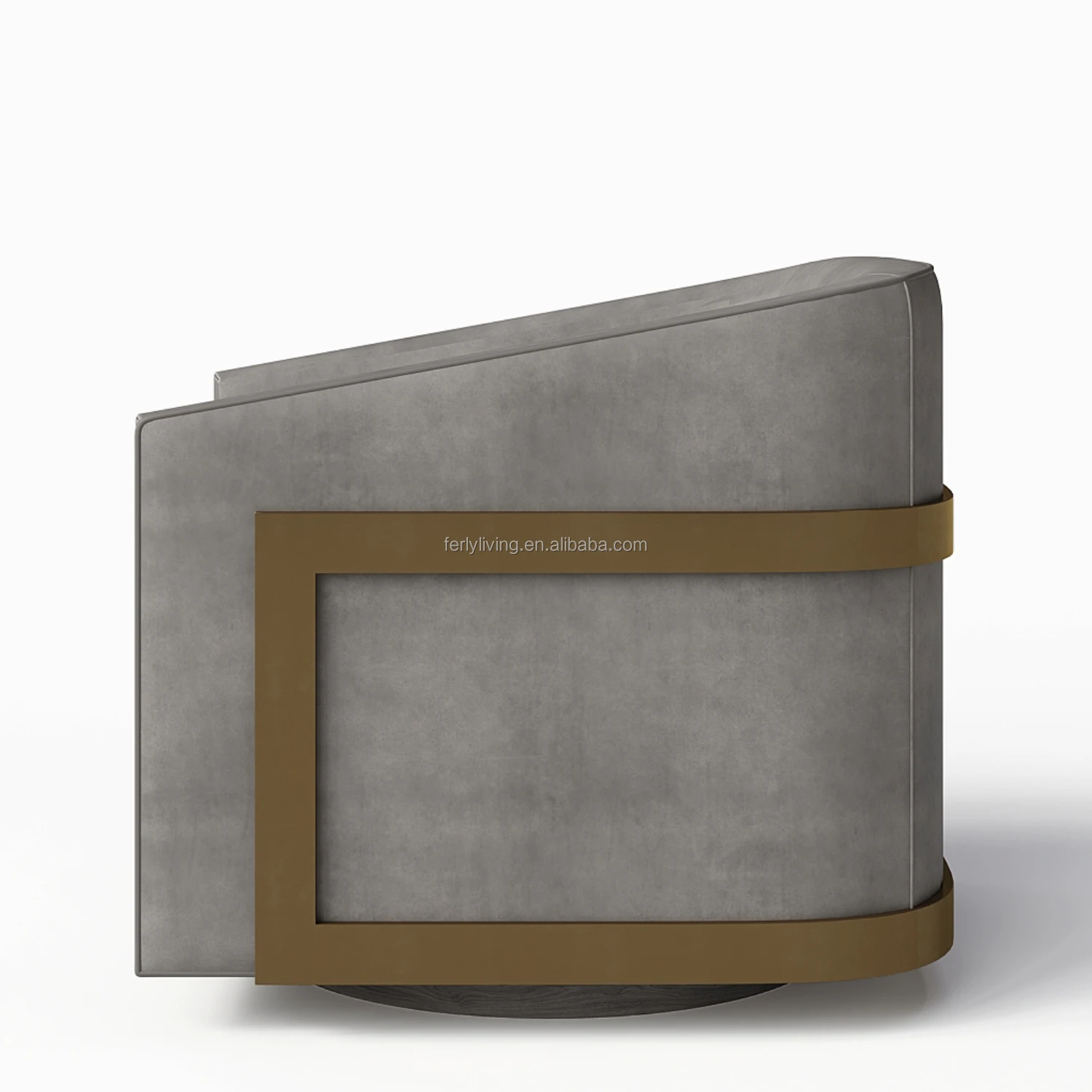 FERLY High-quality Sofa Set Living Room Furniture Solid Wood Frame Metal Wooden Base Leather Single Chair