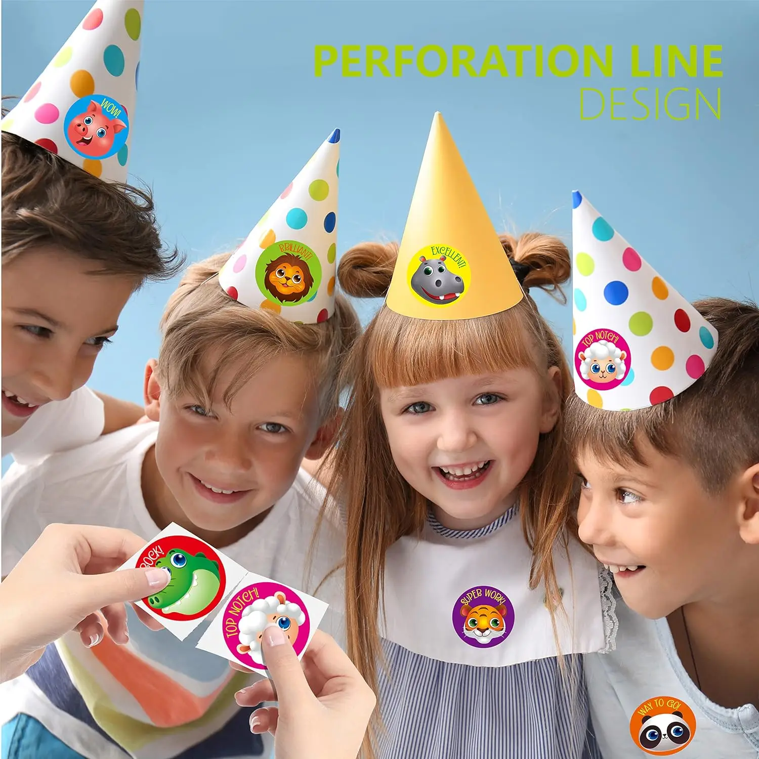 Custom designed waterproof kids round roll stickers suitable for clothes mirror laptop