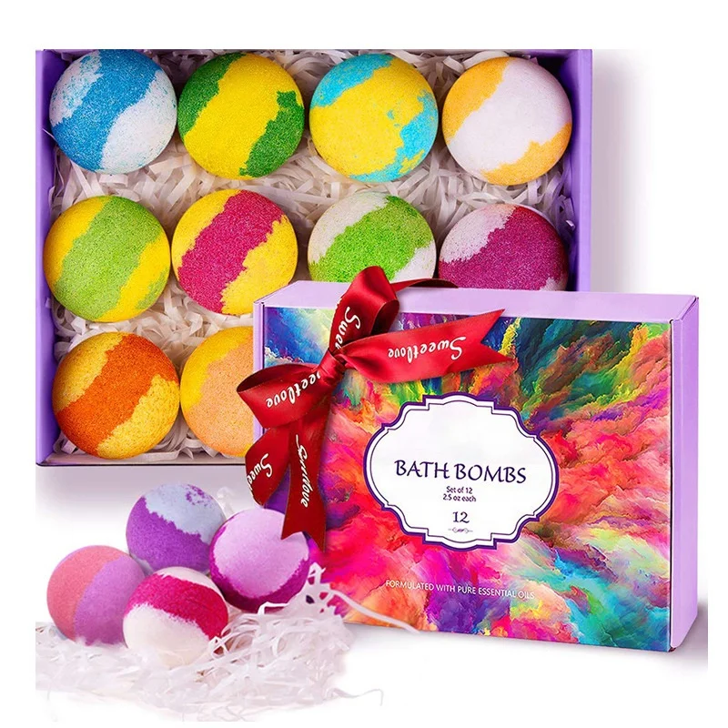 OEM Essential Oil Bath Bomb Gift Set Customized Scents Colorful Kids Bath Bomb Salt Bath Balls