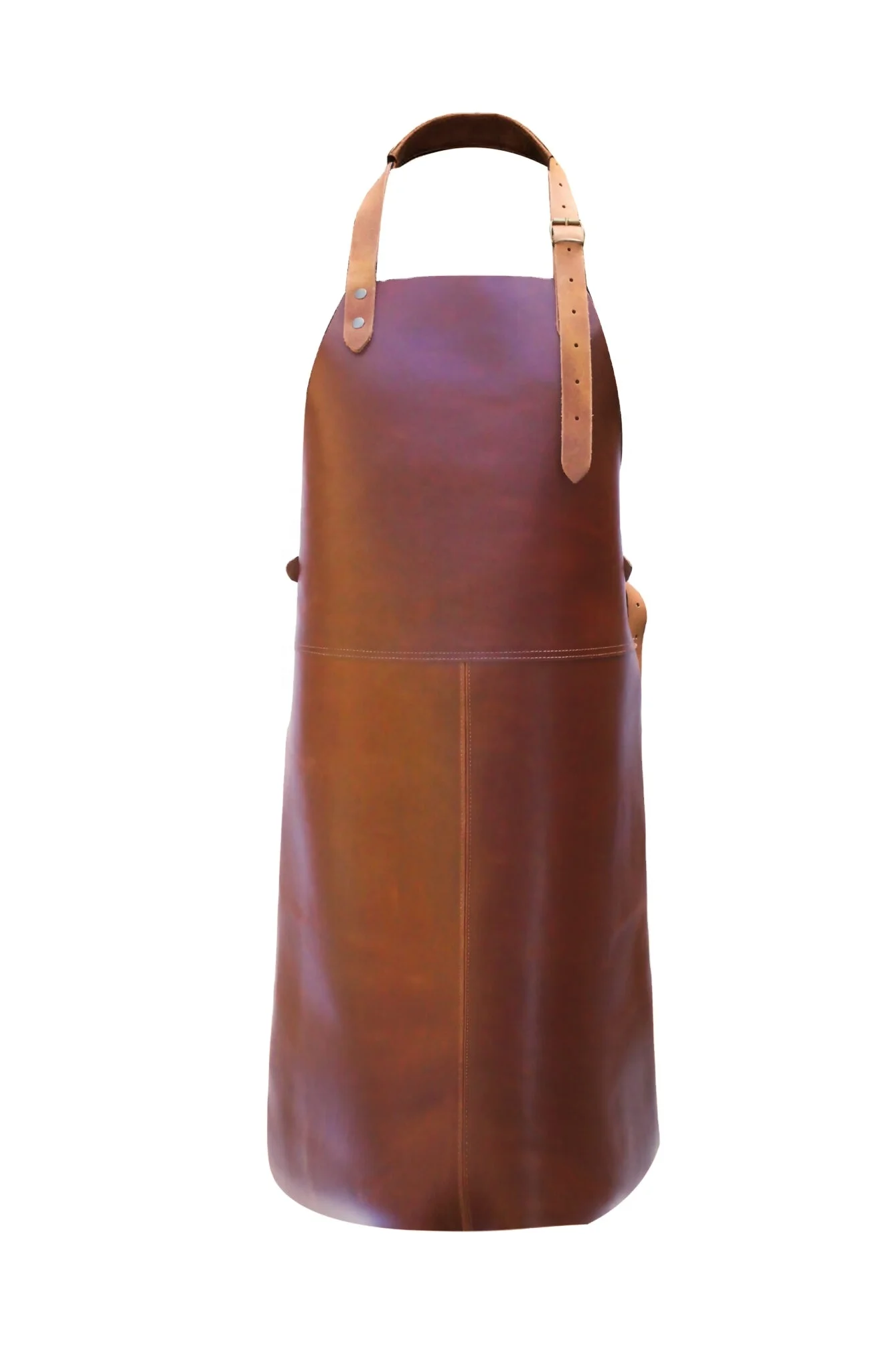 
Bbq Leather Aprons With 1.4mm Thickness Brown Bib Three Piece Stitched Plain Color Best Quality Kitchen Wear 