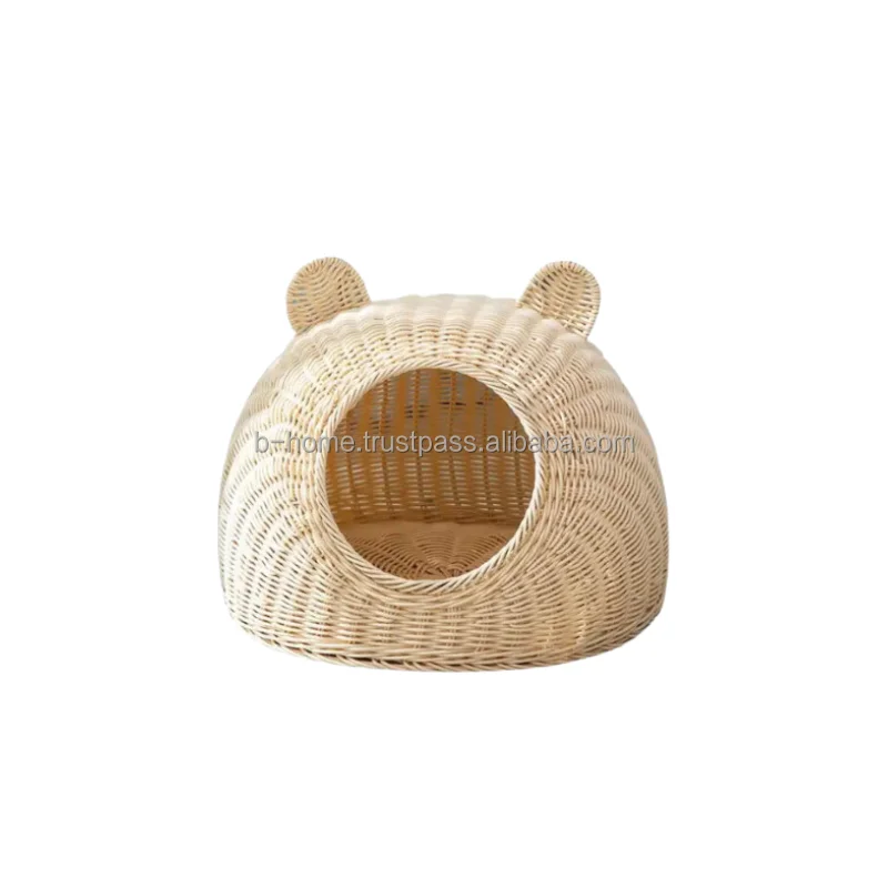 Двухслойная плетеная кровать для кошек дома из ротанга домашних животных дышащая и удобная моющаяся корзина