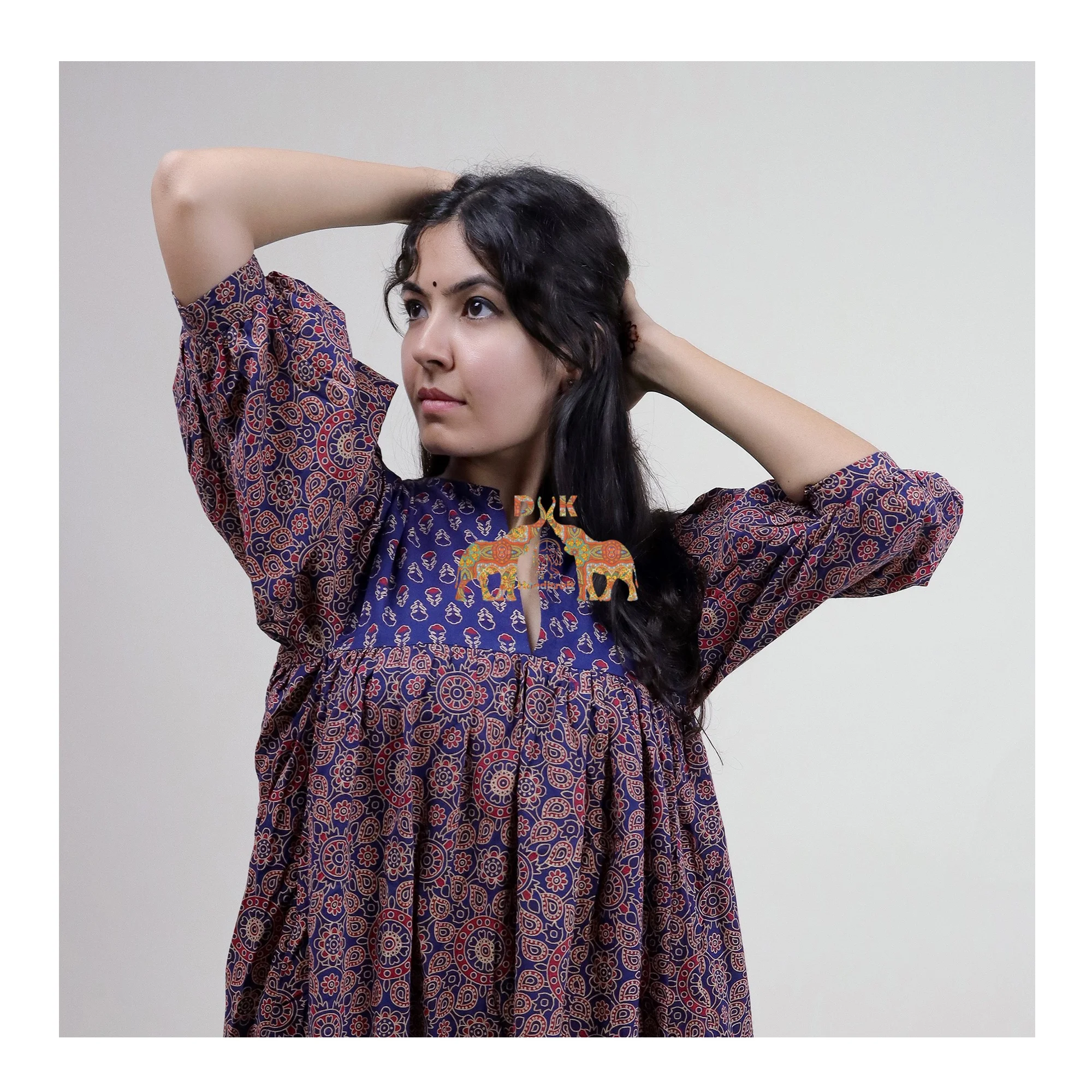 Оптовая продажа, платье макси из чистого хлопка с принтом ручной работы, популярное женское платье большого размера, индийская туника, Пляжное платье