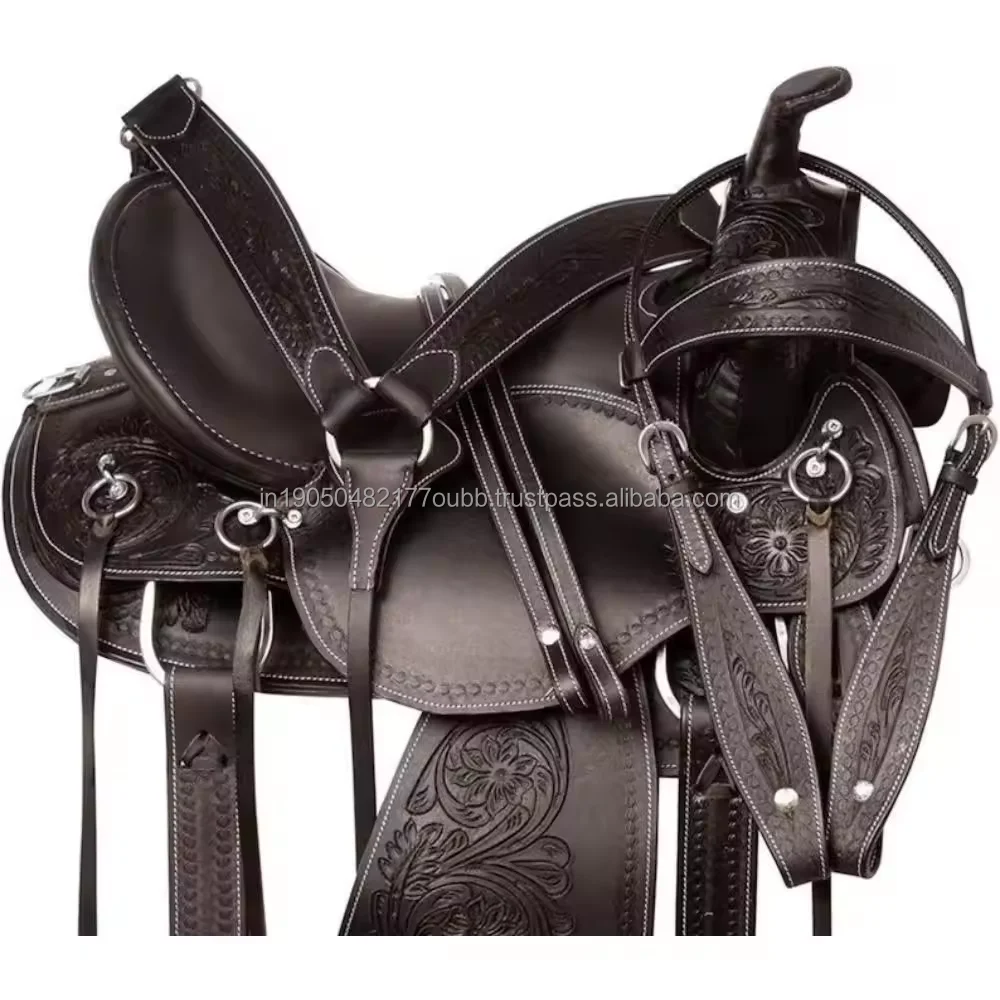 Western Pleasure Trail Hand Tooled Leather Horse Saddle AK International Western Saddle With Custom Color Product From India