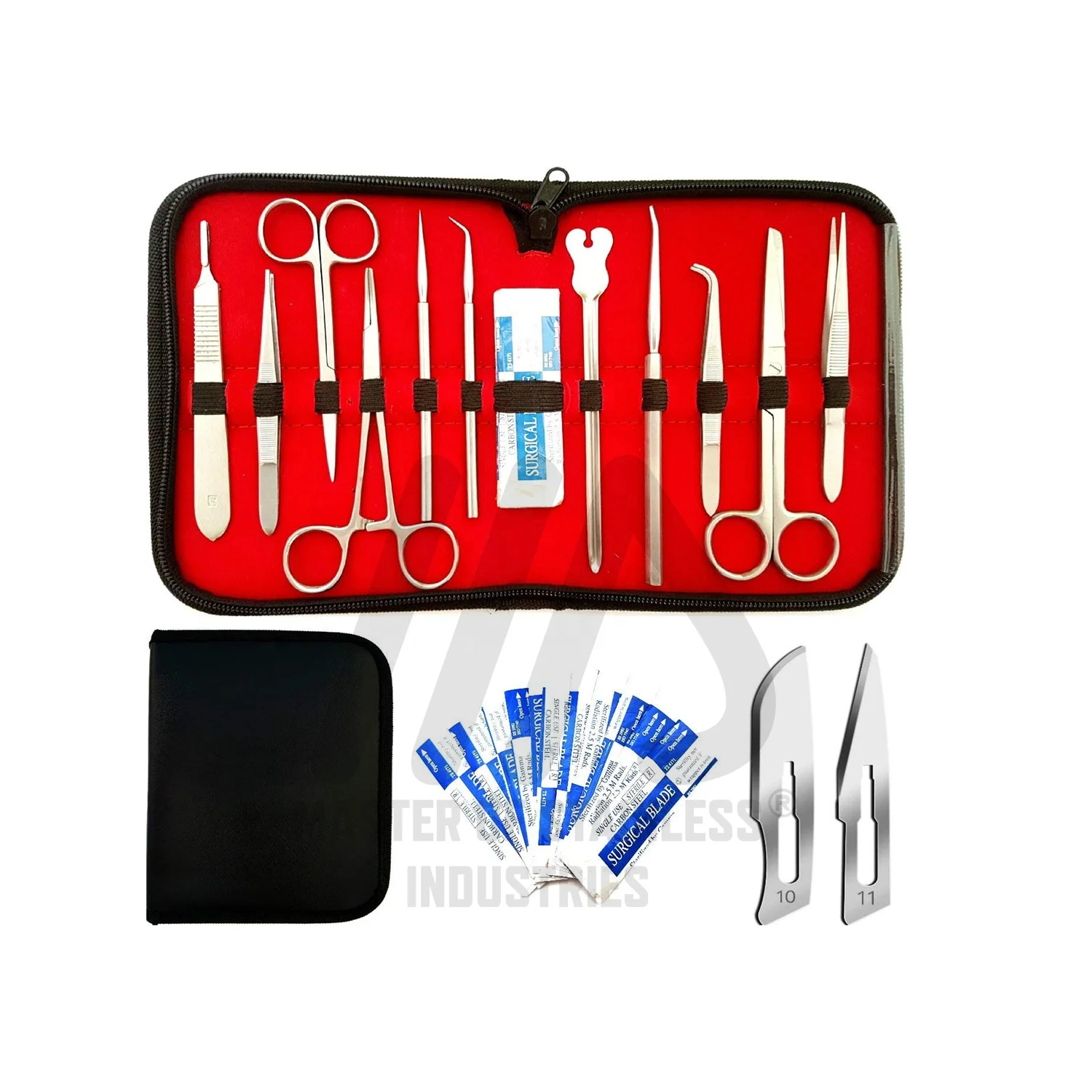Surgery kit Minor Surgery Set Surgical Instruments Kit Stainless Steel with Case 12 pcs By Master of Stainless Steel Industry CE