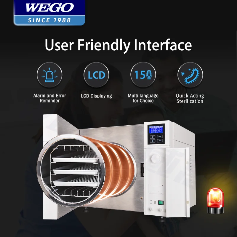 WEGO 18L Table Top Autoclave Vacuum drying Class B Dental Autoclave with Printer